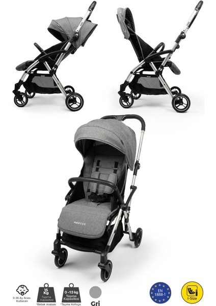 Marcus Kolay Katlanabilen Kabin Bebek Arabası Heavy Grey fiyatları