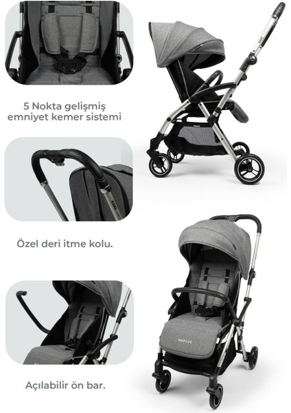 Marcus Kolay Katlanabilen Kabin Bebek Arabası Heavy Grey modelleri