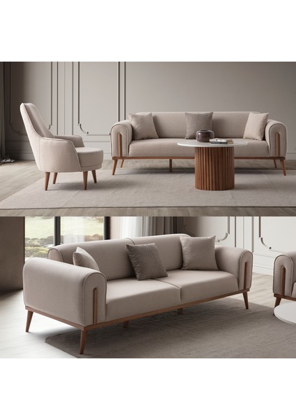 Riva 3+1 Koltuk Takımı Sütlü Kahve