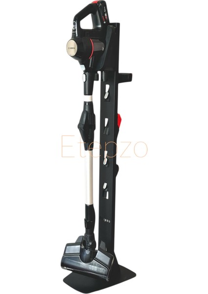 Etepzo Tasarım Tescilli Dikey Şarjlı Süpürge Standı - 1,2 mm Kule + 4 mm Ağır Taban, 6 Başlık Tutucu, Kablo Düzenleyici