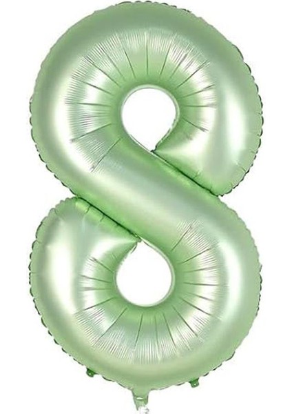 Rakam Folyo Balon 8 Rakamı Retro Adaçayı Yeşili 100 cm 40 Inc