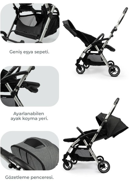 Marcus Kolay Katlanabilen Kabin Travel Sistem Bebek Arabası Raisin Black indirimleri