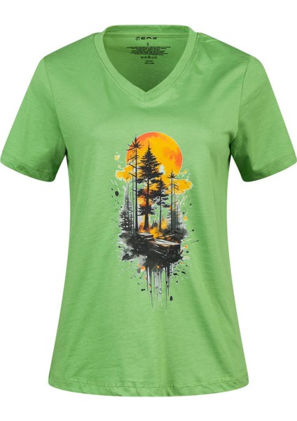 Alone Baskılı V Yaka Kadın T-Shirt 413