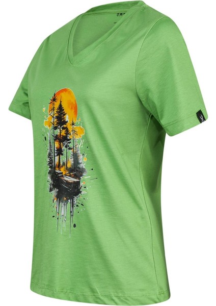 Alone Baskılı V Yaka Kadın T-Shirt 413