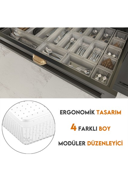 18'li modüler Set Kaşıklık Çekmece Içi Düzenleyici Çatal Kaşık Bıçak Düzenleme Organizeri Şeffaf modelleri