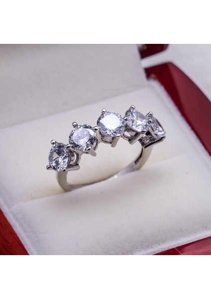 925 Ayar Gümüş Beştaş Bayan Yüzük Model 7