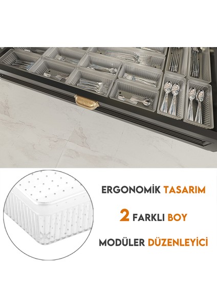 20'li modüler Set Kaşıklık Çekmece Içi Düzenleyici Çatal Kaşık Bıçak Düzenleme Organizeri Şeffaf modelleri