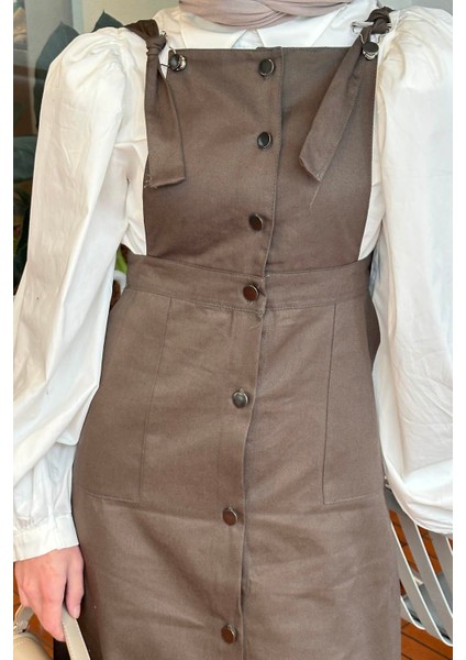 Önü Boydan Düğmeli Salopet Koyu Yeşil fiyatları