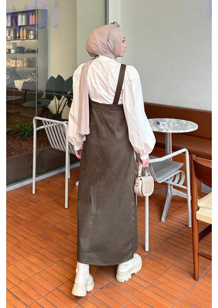 Önü Boydan Düğmeli Salopet Koyu Yeşil modelleri