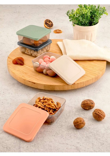 8'li Renkli Kare Saklama Kabı Seti, Çok Amaçlı ve Mini Boy, TR Menşei indirimleri