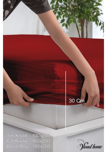 %100 Pamuk Çizgili Saten Tek / Çift Kişilik Lastikli Çarşaf Seti |100X200|160X200|180X200 fiyatları