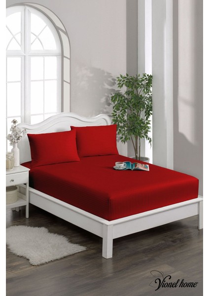 %100 Pamuk Çizgili Saten Tek / Çift Kişilik Lastikli Çarşaf Seti |100X200|160X200|180X200 modelleri