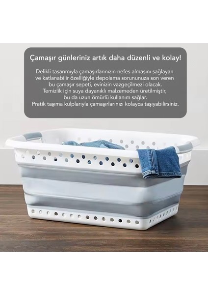Katlanabilir Silikon Çamaşır Sepeti, Akordiyon Mega Boy Katlanır Çamaşır Sepeti fırsatları
