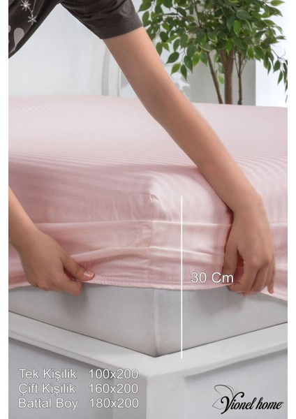 %100 Pamuk Çizgili Saten Tek / Çift Kişilik Lastikli Çarşaf Seti |100X200|160X200|180X200 fiyatları