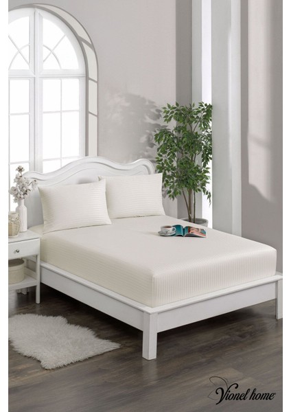 %100 Pamuk Çizgili Saten Tek / Çift Kişilik Lastikli Çarşaf Seti |100X200|160X200|180X200 modelleri