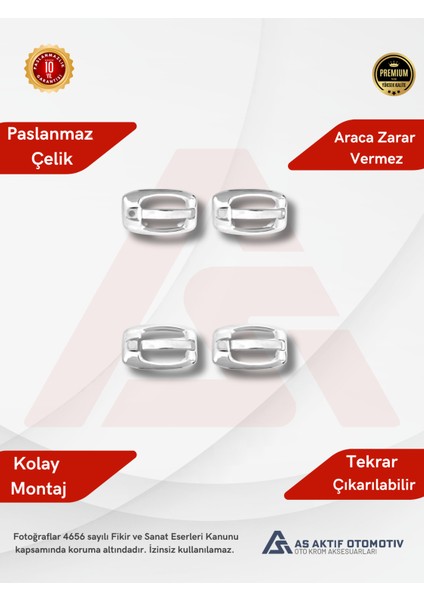 Fiat Ducato Van Kapı Kolu 8 Parça 2006 ve Üzeri Krom Paslanmaz Çelik