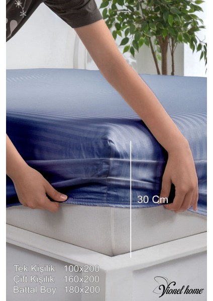 %100 Pamuk Çizgili Saten Tek / Çift Kişilik Lastikli Çarşaf Seti |100X200|160X200|180X200 fiyatları