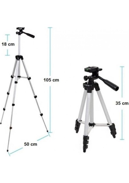 105 cm Katlanabilir Esnek Tripod, Telefon ve Kamera Desteği, Siyah fırsatları
