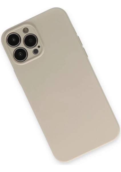 iPhone 13 Pro Kılıf Nano Içi Kadife Silikon - Bej modelleri