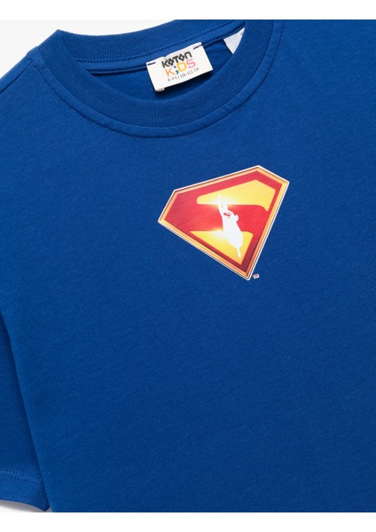 Pamuklu Kısa Kollu Bisiklet Yaka Lisanslı Arkası Superman Baskılı Tişört modelleri