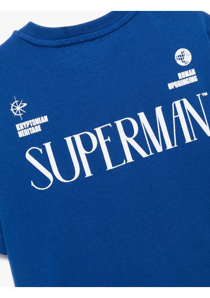 Pamuklu Kısa Kollu Bisiklet Yaka Lisanslı Arkası Superman Baskılı Tişört fırsatları