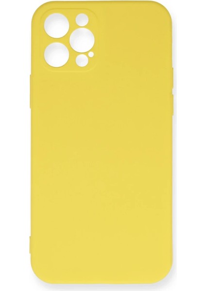 iPhone 12 Pro Max Kılıf Nano Içi Kadife Silikon - Sarı