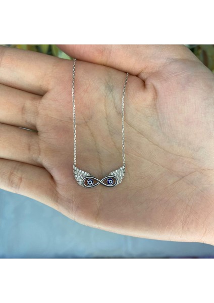 925 Ayar Gümüş Sonsuzluk ve Nazar Boncuğu Kolye modelleri
