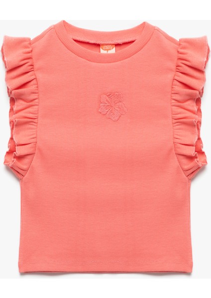 Çiçek Işlemeli Fırfırlı Kolsuz Bisiklet Yaka Kaşkorse Atlet