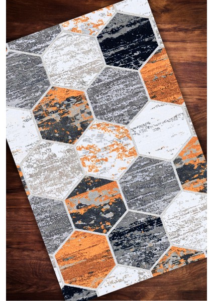 Tururuncu Geometrik Bal Peteği Desenli Yazlık Halısı Dijital Baskılı Antialerjik Yıkanabilir Kaymaz Banyo Halısı modelleri