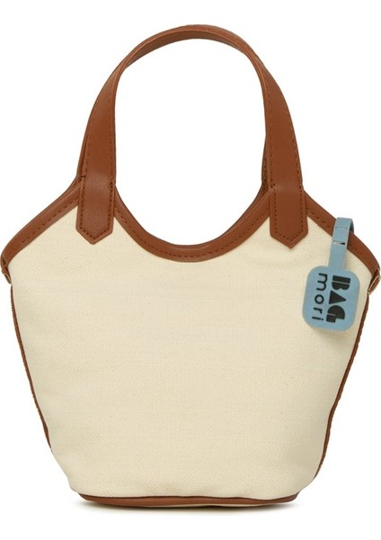 Taba Deri Garnili Kanvas Mini Çanta