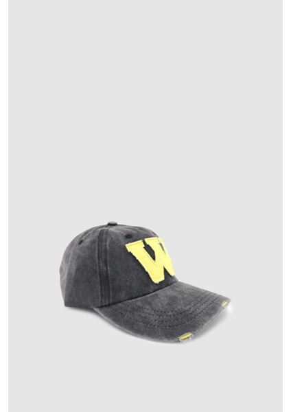 Vintage Tarz Yıpratmalı W Nakışlı Unisex Spor, Günlük ve Outdoor Şapka / Kep Antrasit modelleri