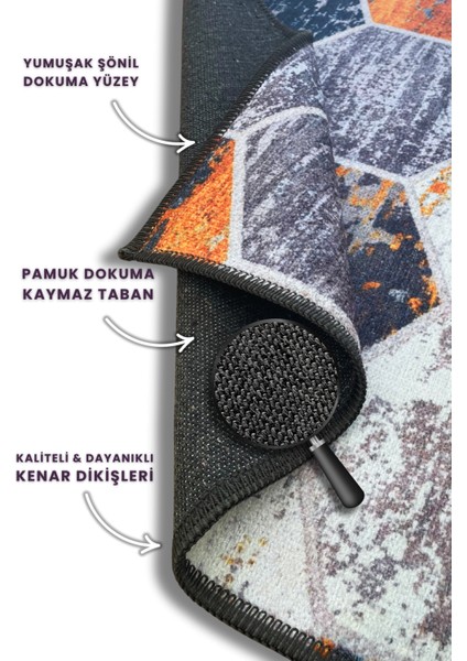 Tururuncu Geometrik Bal Peteği Desenli Yazlık Halısı Dijital Baskılı Antialerjik Yıkanabilir Kaymaz Banyo Halısı indirimleri