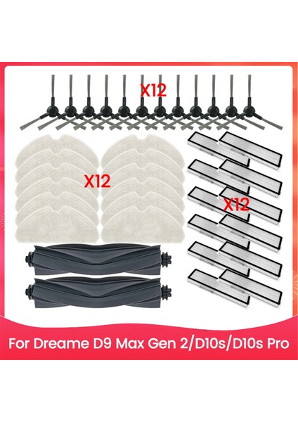 Dreame D9 Max Gen 2/D10S/D10S Pro Ana Yan Fırça Paspas Bezi Hepa Filtre Verimli Temizlik Yedek Parçası (Yurt Dışından)