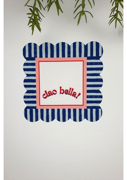 Ciao Bella Line Tasarım Kırmızı Mavi Lazer Kesim Kokteyl Peçetesi 2 Adet modelleri