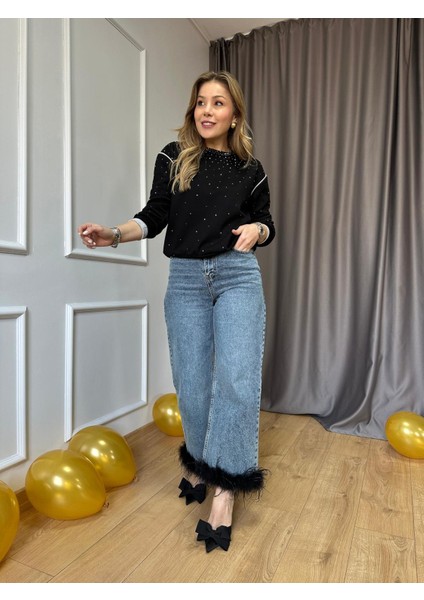 Siyah Önü Taşlı Sweatshirt fiyatları