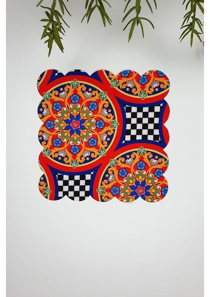 Geometrik Italyan Çini Desenli Lazer Kesim Kokteyl Peçetesi 1 Adet