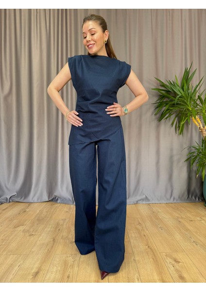 Lacivert Etek Ucu Asimetrik Takım indirimleri