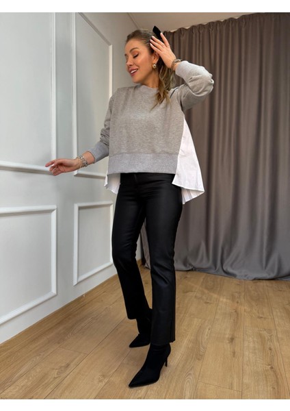 Gri Arka Pileli Sweatshirt fırsatları