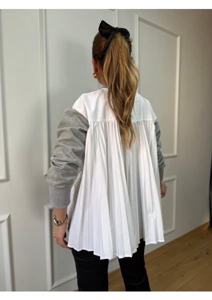 Gri Arka Pileli Sweatshirt indirimleri