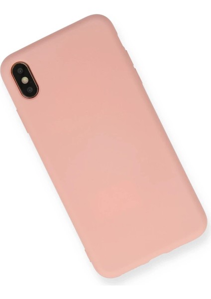 iPhone Xs Max Kılıf Nano Içi Kadife Silikon - Pudra