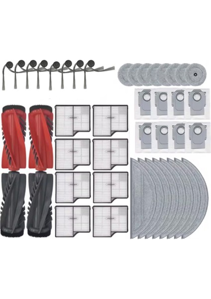 Roborock Saros 10/ G30/ S9 Maxv Ultra Süpürge Aksesuarları Için 44 Adet Silindir Yan Fırça Hepa Filtre Paspas Pedi Toz Torbası (Yurt Dışından)