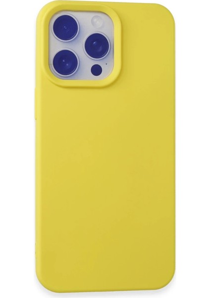 iPhone 15 Pro Max Kılıf Nano Içi Kadife Silikon - Sarı
