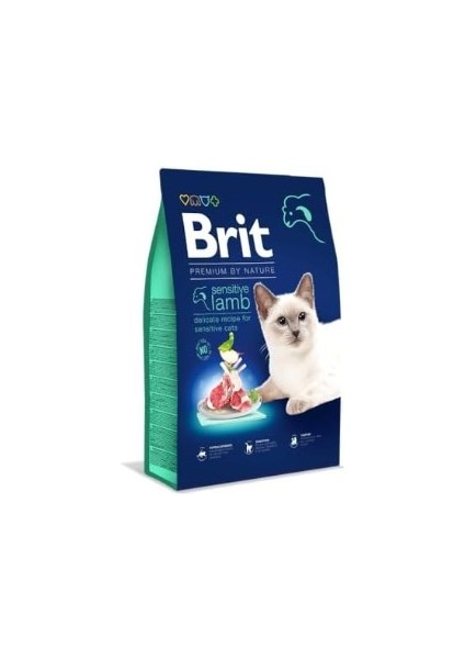 Brit Premium By Nature Sensitive, Hassas Sindirime Sahip Kediler Için, Kuzu Etli Kuru Mama, 8 kg