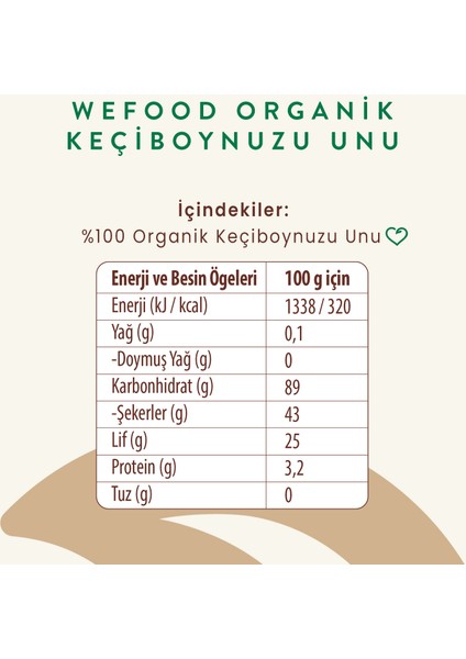 Organik Glutensiz Keçiboynuzu Unu 320 gr 4'lü