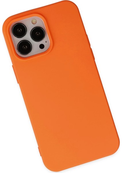 iPhone 15 Pro Kılıf Nano Içi Kadife Silikon - Turuncu modelleri
