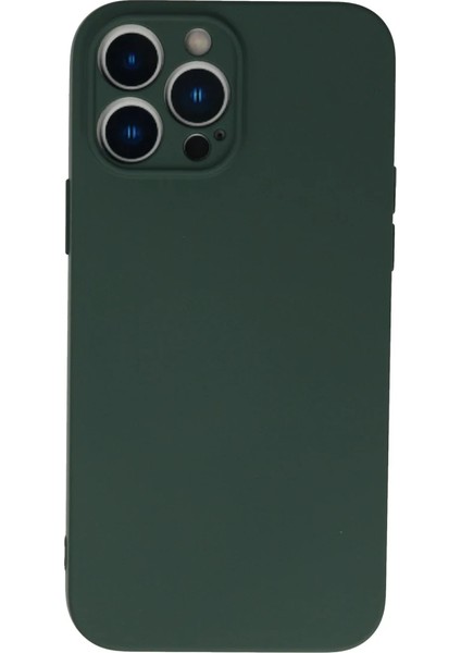 iPhone 13 Pro Kılıf Nano Içi Kadife Silikon - Koyu Yeşil