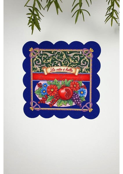 La Vita E Bella Italyan Tarzı Tasarımlı Lazer Kesim Kumaş Kokteyl Peçetesi 1 Adet