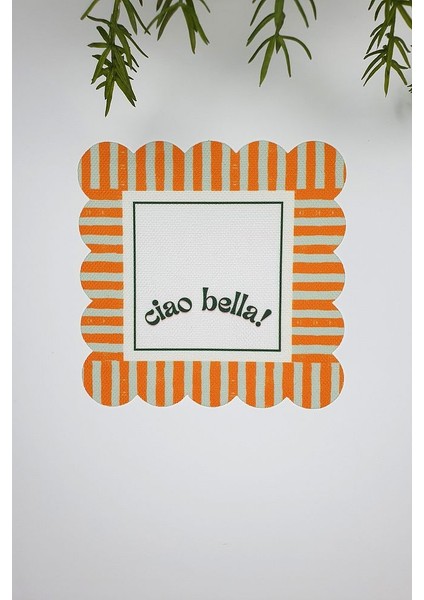 Ciao Bella Line Tasarım Hardal Yeşil Lazer Kesim Kokteyl Peçetesi 2 Adet