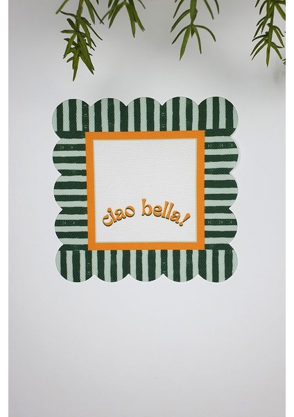 Ciao Bella Line Tasarım Hardal Yeşil Lazer Kesim Kokteyl Peçetesi 2 Adet