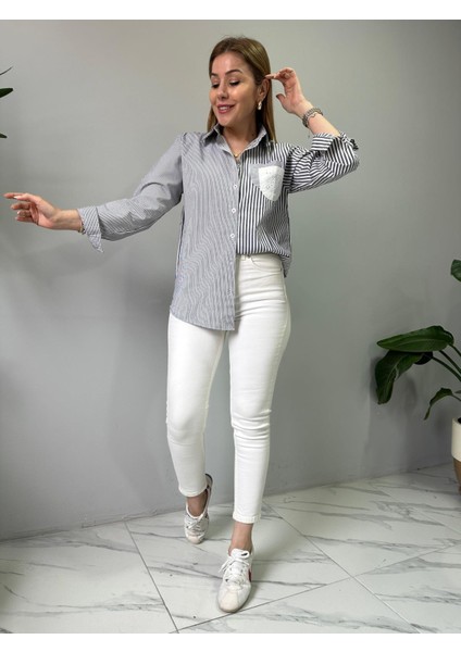 Gri Arka Kelebek Detaylı Gömlek fırsatları